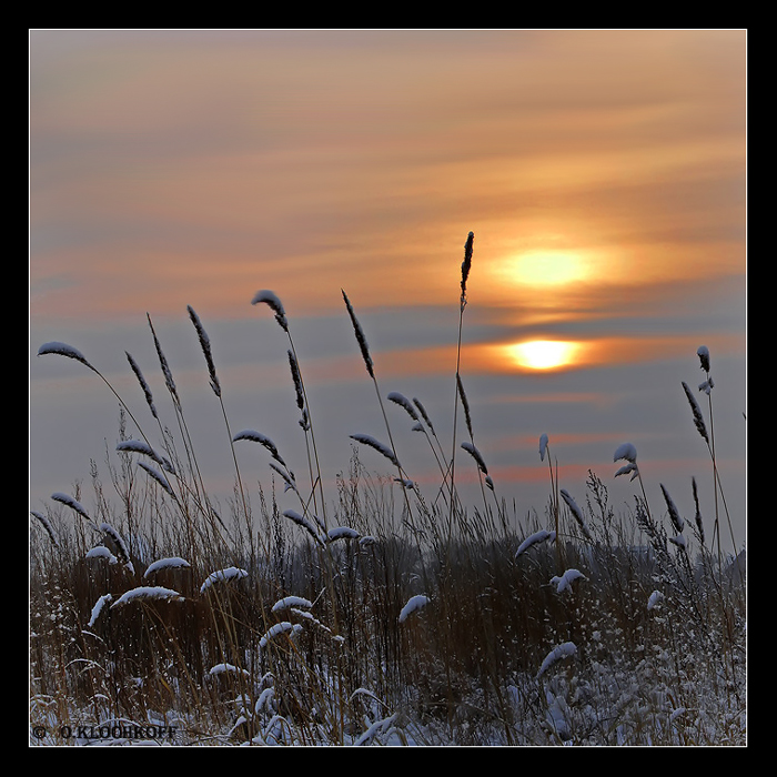 Снежно-закатная тишь.
