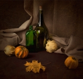 этюд с тыковками и кленовым листиком